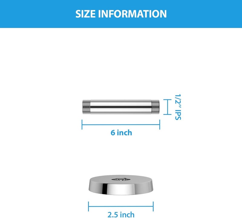 Lordear Shower Arm 4 Inch Chrome Ceiling Mount Shower Arm and Flange 4” Shower Head Extension Arm Design for Rainfall Showerhead,Round Pipe - Image 5